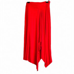 Michael Kors Flowy Red Asymmetrical Midi Skirt - Extra Small